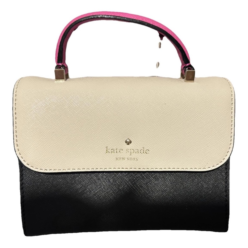 Kate Spade Cream and Black Crossbody Bag with Pink Handle